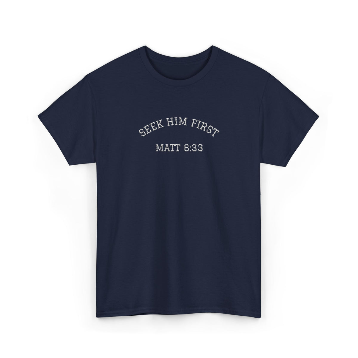 Seek Him First Navy Blue Embroidered T-shirt
